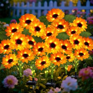 Solar Garden Lights 6 Pack 36 Solar Sunflower Lights, Gifts for Mom Women Grandma Mothers Day Birthday, Waterproof Solar Flower Light for Outdoor Decoration, Decorative Stakes for Yard,Landscape,Patio
