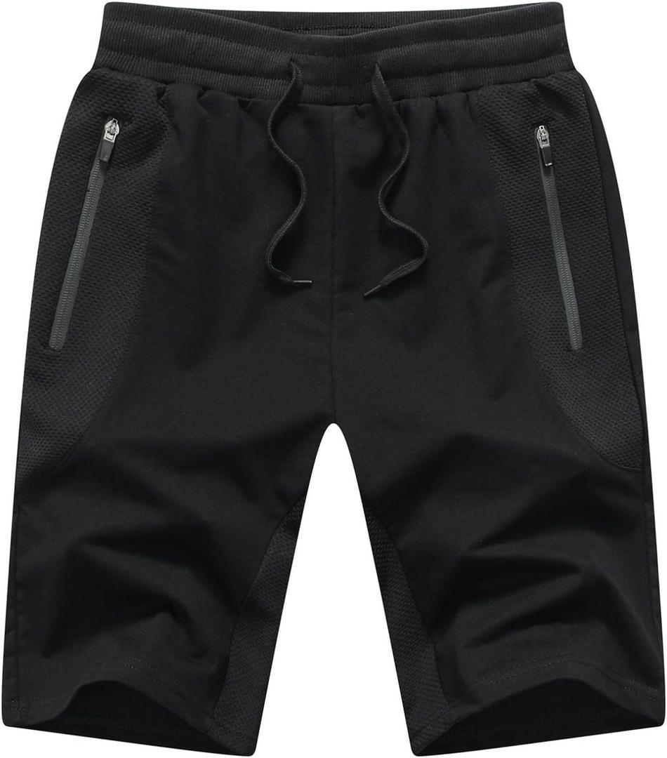 STICKON Mens Shorts Casual Summer Shorts with Pockets (Large, Black-03)