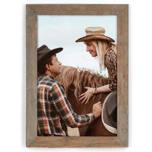 Rustic Reclaimed Wood Frame 12x18, Tempered Glass, Farmhouse Style Photo Frame 12''x18'' Distressed & Vintage Looking Wall Decor Gallery Frame Set Mounting or Table Display