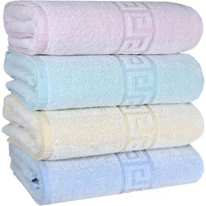 100% Cotton Bath Towels,4 Pack (28" x 58"), Light Weight, Soft, Super Absorbent and Fast Drying, No Fading Multipurpose Use for Sports, Swimming, Travel, Fitness, Yoga, Multicolor.