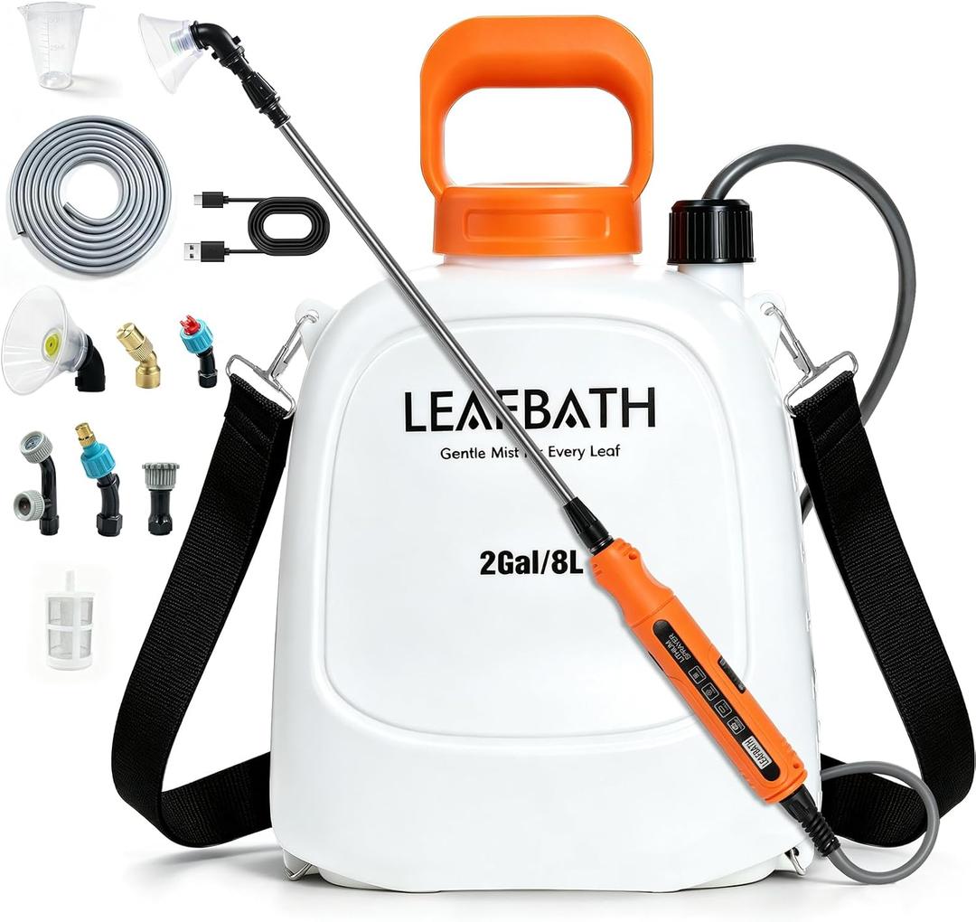 2 Gallon Battery Powered Backpack Sprayer - Rechargeable Electric Garden Sprayer, Comes with an Extra 10FT Hose, 2 Speed Modes, 6 Nozzles, Telescopic Wand, Backpack & Shoulder Sprayer for Lawn Yard
