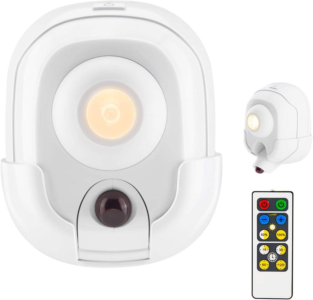 BIGMONAT Battery Operated Spotlight with Remote Control and Timer Setting, Wireless Accent Light for Picture Painting Artwork Dart Board Poster Keyhole, Brightness Dimmable