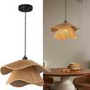 Farmhouse Hand-Woven Rattan Pendant Light Fixture Bohemian Chandelier Woven Wicker Pendant Lighting for Kitchen Island, Dining Room, Bedroom Room,Hallway (138-1(Pack))