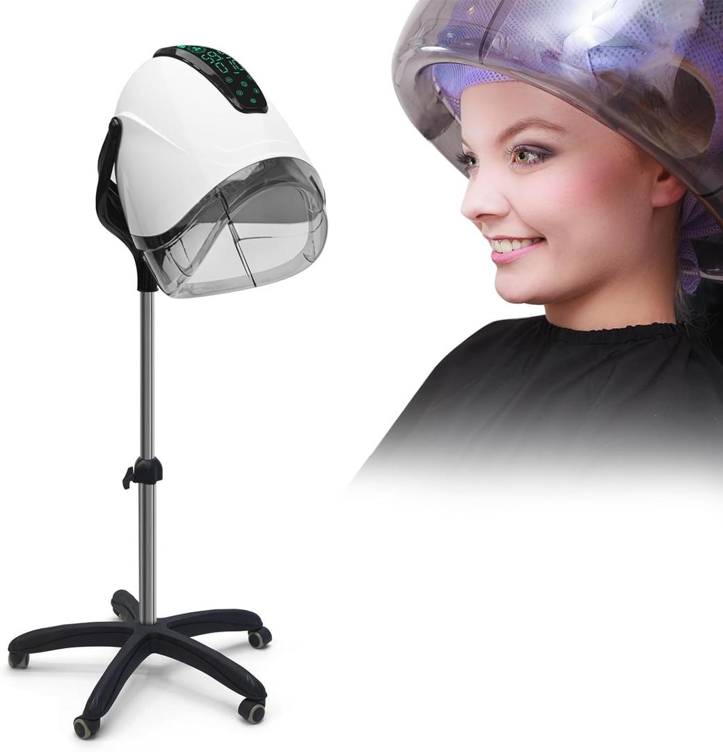 Elitzia 1000W Hooded Hair Dryer Salon Standard Hair Drying Machine Versatile Styling 8 Mode Operation Heating Device for Home and Salon ET1717W (Elegant White Five Legs) (White Touch Control)