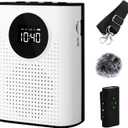 AURTEC Voice Amplifier with Magnetic Wireless Lavalier Microphone, Portable Amplifier with 2.4G Wireless Microphone, Supports Bluetooth, TF Card, USB Flash Drive and AUX Input (White)