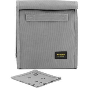 Insulated Lunch Bag for Men, Durable & Reusable, Grey | Slim lunch bag with carry handle, two mesh side pockets and a back slip pocket; insulated liner keeps food cool