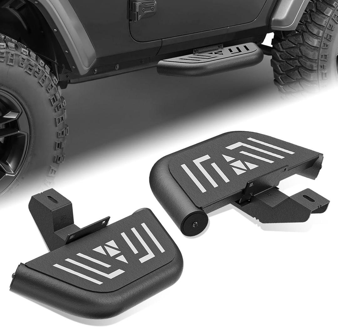 for JL Side Steps Small Running Boards Compatible with 2018-2026 Jeep Wrangler JL JLU Unlimited 2 Doors, Heavy-Duty Steel Nerf Bars Bolt-on Step Plates (2PCS, Black)