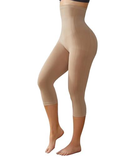 Suprenx Compression Capri Leggings for Women Tummy Control Shapewear Pants High Waisted Trainer Leggings Thigh Slimmer