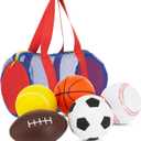 Neliblu Set of 5 Foam Balls for Kids - Toddler Toys Set with Soccer, Basketball, Football, Baseball, and Tennis - Soft Indoor and Outdoor Baby Balls for Toddlers - Kids Outdoor Toys for Active Play