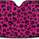Dussdil Hot Pink Leopard Cheetah Car Windshield Sunshades Sun Shade Reflective UV Rays Protector Keep Your Vehicle Cool Visor Cover Foldable for Car Truck SUV Front Window 55X28 inch
