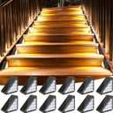 AUDLES 12 Pack Solar Stair Lights Outdoor Stair Lights with Waterproof IP67 LED Solar Light for Outside Light Decor for Deck, Front Step, Front Porch, Patio, Garden and Backyard (Brown)