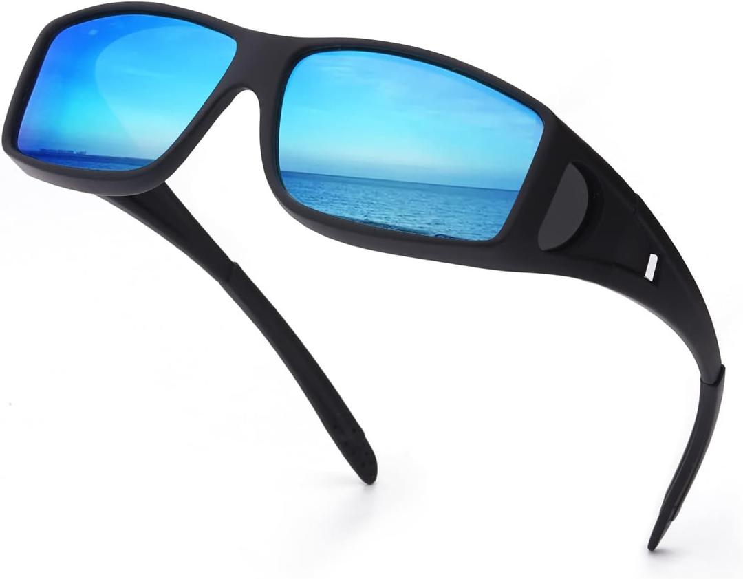 IGnaef Fit Over Glasses Sunglasses for Men Women Polarized Wrap Around Sunglasses to Wear Over Glasses with UV Protection