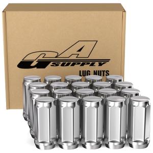 GAsupply 20pcs 1/2-20 Lug Nuts Long, 1/2 x20 Chrome Lug nut Closed End Bulge Acorn, Cone Seat 1.9 inch 48mm Tall 3/4 inch 19mm Hex (Silver)