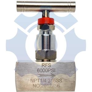 RFS Stainless Steel 316 Straight Needle Valve, 1/4" NPT Female Connection, up to 6000 PSI, 2 Port Heavy Duty Industrial Hydraulic Flow Control Valve for Piping Needs