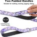 4 Foot Dog Leash for Medium Large Dogs, Heavy Duty Blue Dog Leash with 2 Padded Handles, Walking Training Lead for Dogs, Lavender Floral