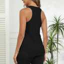 PRIMODA Womens Loose Fit Racerback Tank Top Sleeveless Tops Summer Scoop Neck Curved Hem Tanks (Black, L)