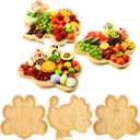 3 Pcs Thanksgiving Turkey Plate Wooden Turkey Shaped Serving Plate Cute Tableware Tray Funny Charcuterie Board for Dinner Fall Party Supplies Autumn Kitchen Holiday Catering Events