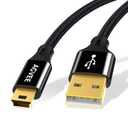 AGVEE 2 Pack 5ft Mini USB Cable, Braided Durable USB-A to Mini-B Charger Charging Cord for TI-84, Garmin GPS, Go-Pro Hero 4 3 2 HD, PS3 Controller, Canon Camera, Blue Yeti Microphone, Black