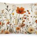 AACORS Fall Pillow Cover 12x20 Inch Floral Decoration Pillow Case Autumn Seasonal Decor for Home Sofa Couch AA730-12 (Orange)