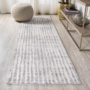 JONATHAN Y Skoura Modern Bold Stripe Beige/Dark Gray Runner Rug, 2x8, Bohemian, Casual, Easy-Cleaning for Living Room, Bedroom, Kitchen, Pet Friendly, Non-Shedding (MOH305A-28)