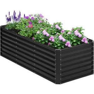 6x2x2FT Galvanized Raised Garden Bed,Planter Raised Beds-Metal Garden Box,Large Plant for Outdoor Planting, Vegetables BedFlower,herb-Black