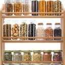 3 Tier Bamboo Spice Rack, Seasoning Jars Rack Shelf Spice Organizer for Kitchen Counter or Wall Mounting