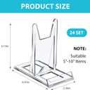 24 Pack Adjustable Book Display Stand, Crystal Clear Acrylic Book Easel, Comic Holder (4.41 x 4.13 x 2.36 Inch)