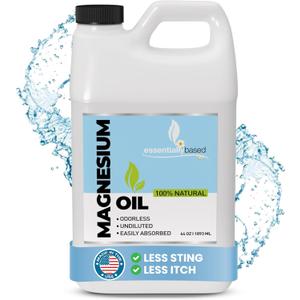 Pure Magnesium Oil Spray 64oz - Topical Magnesium Spray for Sleep Extra Strength - Less Sting - Less Itch - 100% Natural and Organic Oil - Made in USA (64 Fl Oz (Pack of 1), Clear)