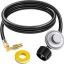5FT Propane Adapter Hose with Regulator, QCC1 Gas Grill Regulator and Hose with Elbow Adapter for 17" and 22" Blackstone Tabletop Griddle and Most LP Gas Grill with 3/8'' Connect Fitting