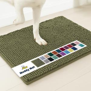 Muddy Mat | Super Absorbent Door Mat Indoor, Microfiber Quick Dry Chenille Entryway Rug, Non-Slip Front Door Mat, Indoor Mats for Entryway, Machine Washable Pet Rug, Army Green 19"x30"
