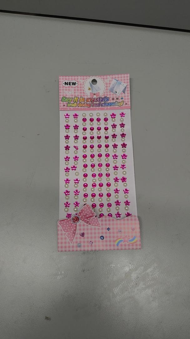 Cristals for Decoration Pink Flowers and White Pearls
