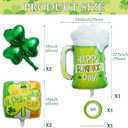 2 x St Patricks Day Balloons Decoration, 5pcs Green Shamrock Aluminum Foil Balloons, Green Clover Leaf Beer Glass Balloon, Irish Day Party Kit for Indoor And Outdoor Celebrations