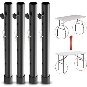 Folding table risers for Folding Tables Straight/Bent Leg, Dural Folding Table Leg Extensions 4 Levels/Heights Table Leg extenders 3.6in | 6.77in | 10in | 13in-All for Treating Your Back pain