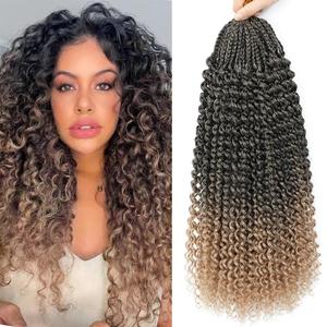 GoGo Curl Crochet Hair 18 Inch Long Beach Curl Crochet Braids Synthetic Water Wave Curly Goddess Box Braids Braiding Hair Extensions for Women (T27, 18 Inch)