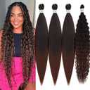 Pre Stretched Braiding Hair Ombre 1B/30 Curly Wavy Braiding Hair Boho Braids 26 inch Bohemian Curls Knotless Hypoallergenic Deep Water Ocean Wave Crochet Braids Extensions 4 Packs