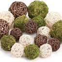 Jetec 18 Pcs Decorative Balls for Centerpiece Bowls Green Moss Balls Wicker Rattan Cord Decorative Bowl Fillers for Garden Vase Home Party Table Spring Christmas Farmhouse Rustic Decor(Regular Size)