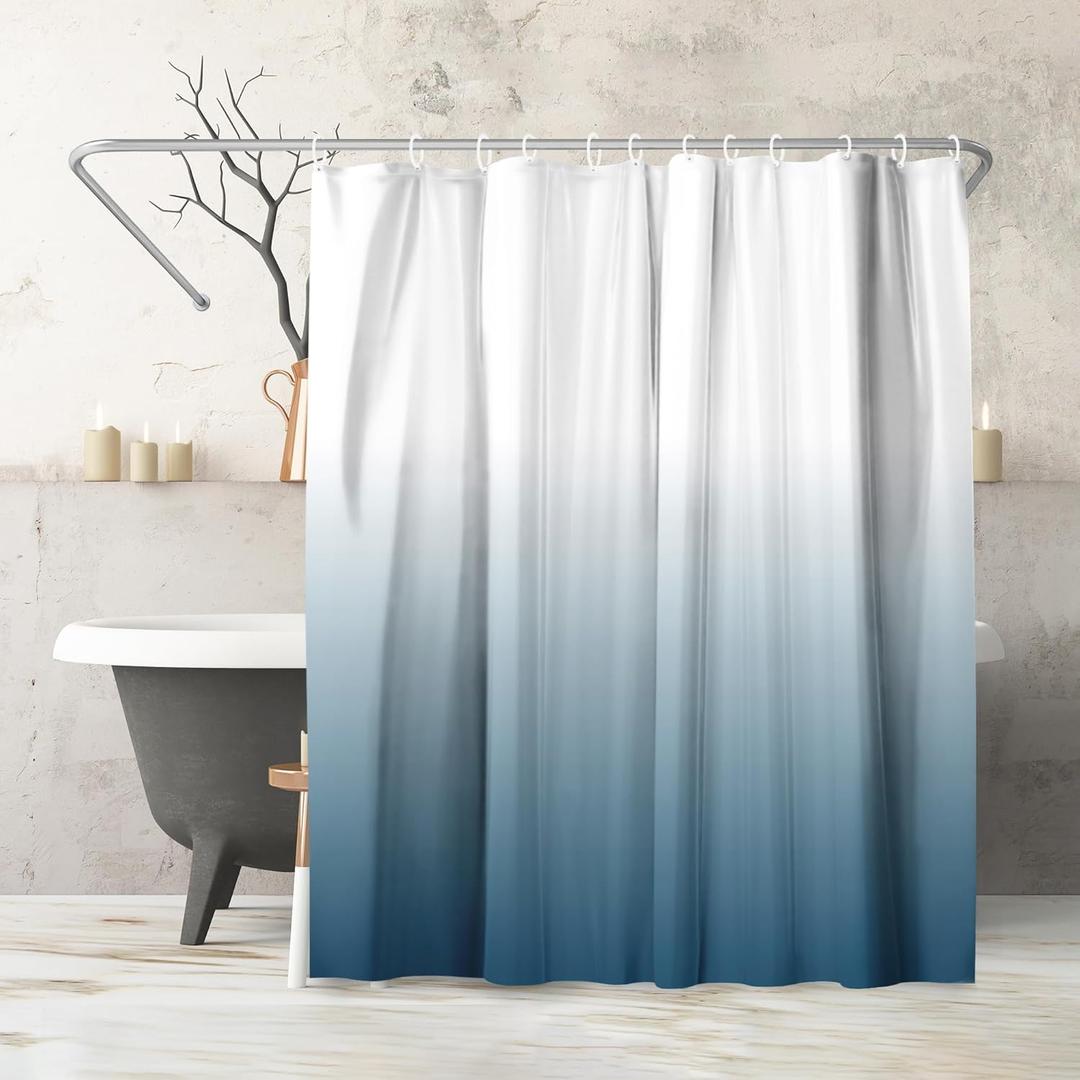 Americanflat 71x74 Light Blue Ombre Shower Curtain - Water-Resistant Long Shower Curtain with Durable Grommets and 12 Hooks - 100% Polyester