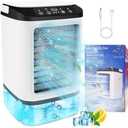 Portable Air Conditioners, SMLEGFT Personal Air Conditioner with 900ml Large Water Tank & Icebox, Dual Mist Spray & 7 Color Light, 3 Speed & Boost Mode, Evaporative Air Cooler for Bedroom Office Desk