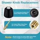 Matte Black 3 Piece Shower Knob and Bath Tub Spout Kit, for Price/Pfister Verve 3 Handles and Tub Shower Faucet, Includes 3× Shower Knob, 3× Flange Base, 1× Tub Spout for 1/2" IPS, 3/4" IPS Pipe