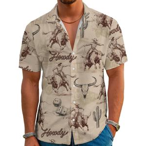 DFZ Funny Hawaiian Shirts for Men Summer Beach Short Sleeve Button Down Shirt Theme Party Shirt (Brown, XXXL)