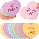 60Pcs Large Valentine's Day Cut-Out with Glue Point 9.8 x 9 Inch Colorful Conversation Heart Paper Cutting Pastel Bulletin Border Decor for Classroom Party Wall Decor Craft Supplies