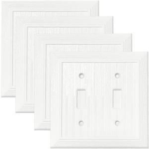Modern Decorative Wall Plate Retro Wood Grain design Switch Cover Outlet Cover for Light Switch, Smart Switch, Dimmer, GFCI, USB Outlet (4 Pack, Double Toggle)