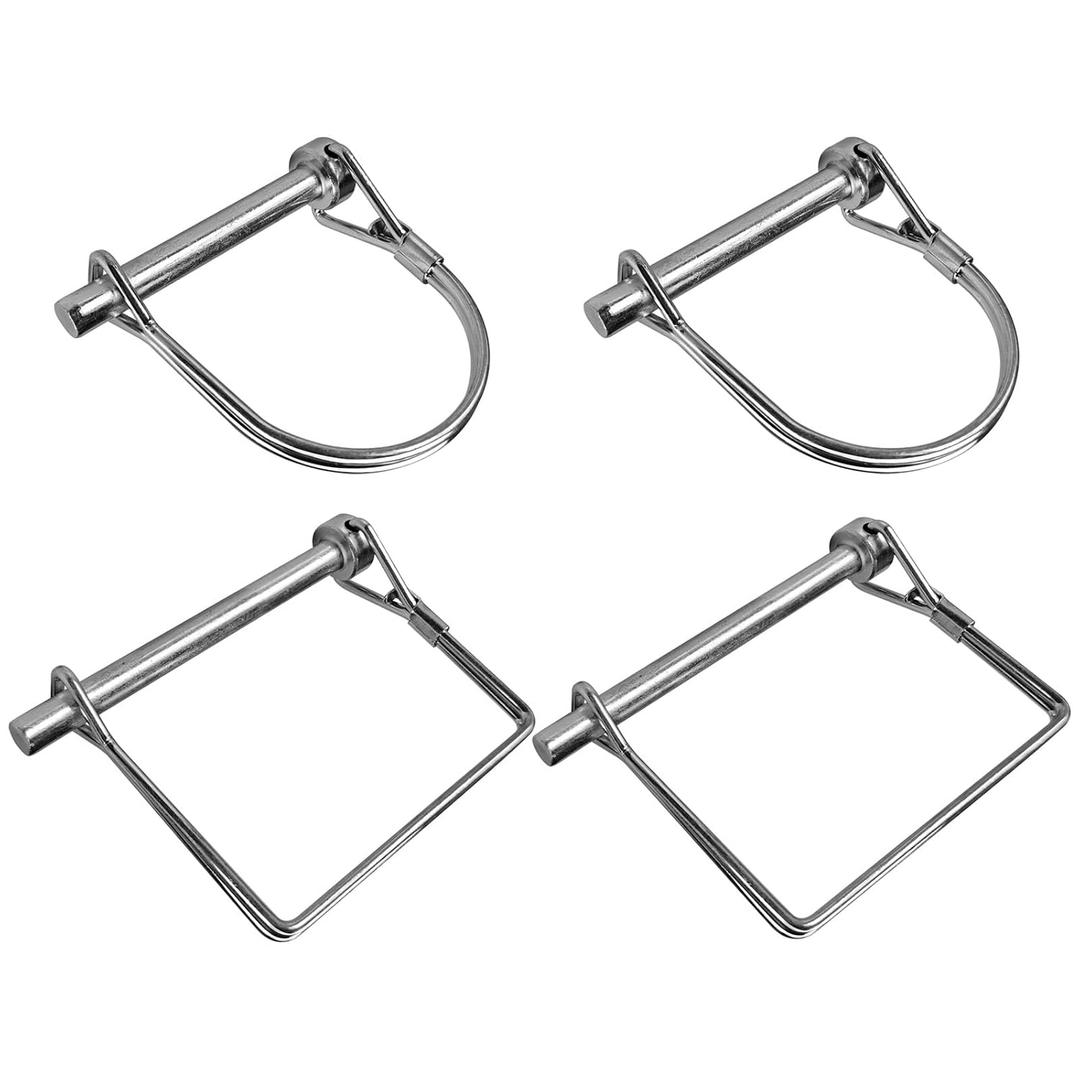 1/4" x 2-3/4" Square and D-Locking 1/4 Safety Coupler Pins Set, Safety Lock, Trailer Pin Buckles, Iron Fence, Cage Door Axle Locking Pins (2+2 Pack)