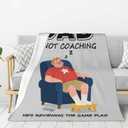 Funny Birthday Gifts for Dad Husband, Humor Dads Gifts from Daughter Son, Cozy Reviewing The Game Plan Design for Couch, Super Soft Throws Blanket for Couch Bed, Lounge and Napping, 60"x50"