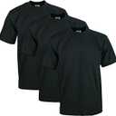 Pro Club Men's 3-Pack Heavyweight Cotton Short Sleeve Crew Neck T-Shirt (Black, XXXL)