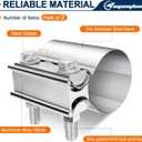 2.5 Inch Exhaust Clamp, 2 1/2" Butt Joint Band Clamp Stainless Steel Sleeve Coupler for Pipes,Mufflers,Catalytic Converters - 2 Pack