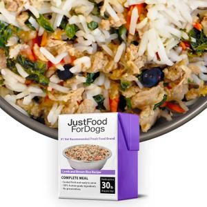 JustFoodForDogs Pantry Fresh Wet Dog Food, Complete Meal or Dog Food Topper, Lamb & Brown Rice Human Grade Dog Food Recipe - 12.5 oz (Pack of 6) (BBD 01/15/28)