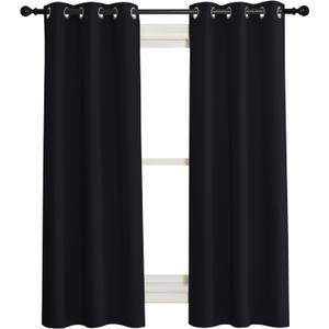 NICETOWN Complete 100% Blackout Curtain Set, Black, 37" W by 40" L, Double Panels, Thermal Insulated & Energy Efficiency Window Draperies with Black Liner, Noise Reducing Short Curtains for Kids Room