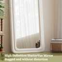 Koonmi 71"x32" Arched Mirror Full Length, Full Body Freely Standing Mirror, Flannel Floor Mirror with Stand for Bedroom, Living Room, Hanging or Against The Wall, White