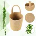 Umigy 2 Pack Wall Hanging Rope Baskets with 4 Pcs Faux Strings of Pearls Plant Jute Hanging Basket with Artificial Succulents for Porch Living Room Bedroom Entryway Patio Outdoor Decoration